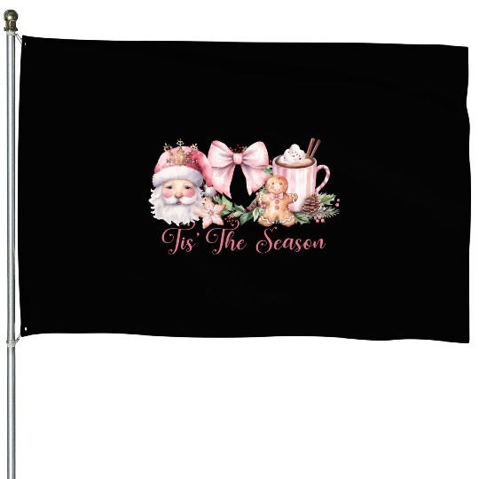 Pink Tis The Season Set Pink House Flags
