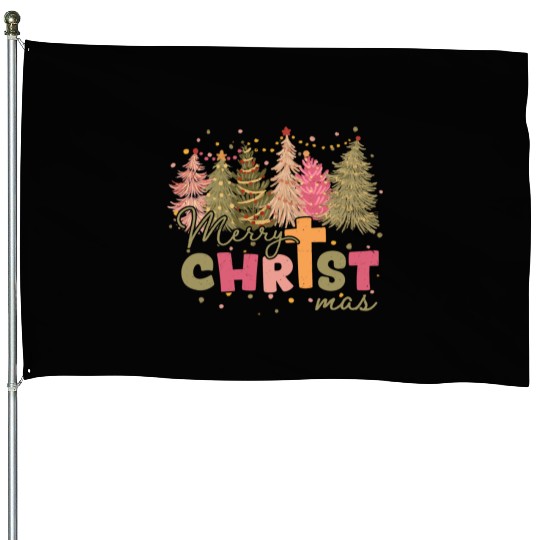 Merry Christmas, Christmas Tree House Flags