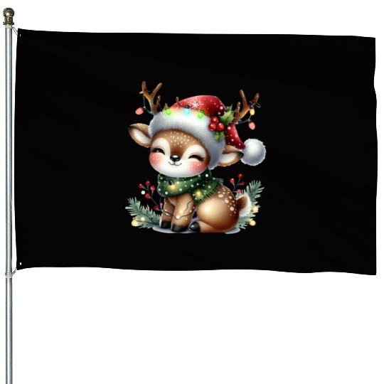 Deer Christmas, Merry Christmas House Flags