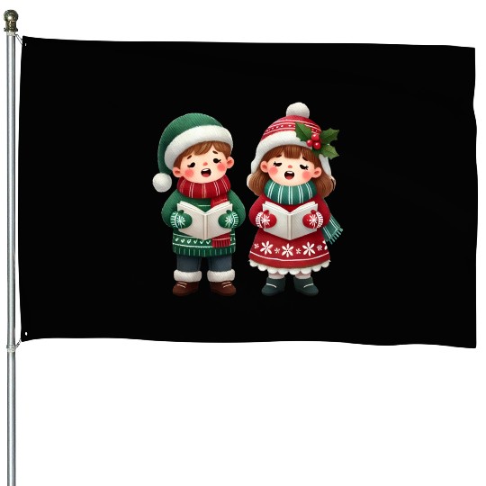 Merry Christmas, Christmas Retro House Flags