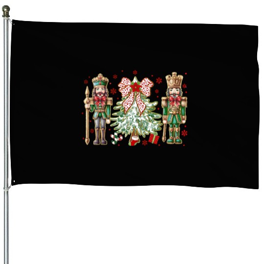 Green Floral Nutcrackers House Flags