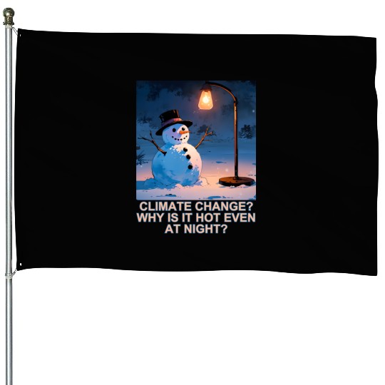 Frosty Snowman Under Street Lights Christmas House Flags