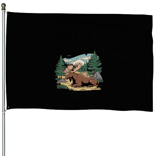 Moose in the Wild - Nature Therapy Graphic House Flags