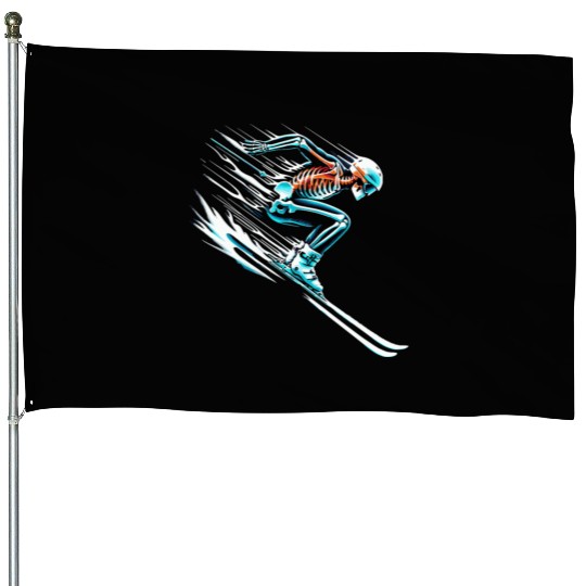Skiing Skeleton Speed Thrill Adventure House Flags
