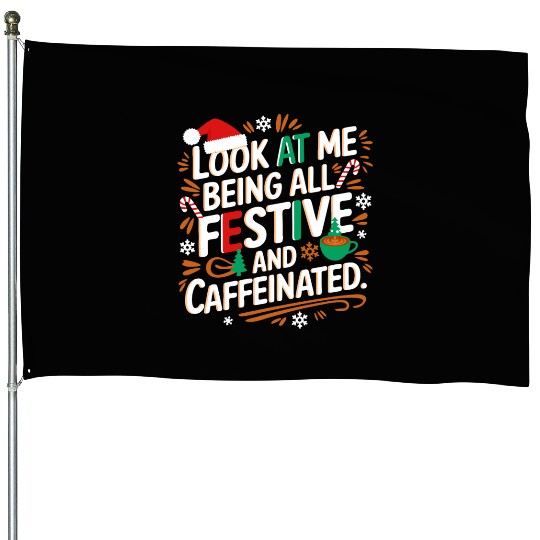 Christmas Brew & Holiday Cheer-Festive Coffee Vibe House Flags