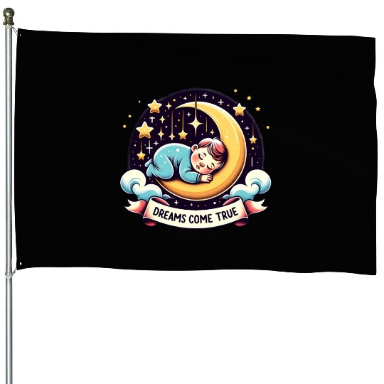 Dreams Come True Under Starry Night Sky House Flags