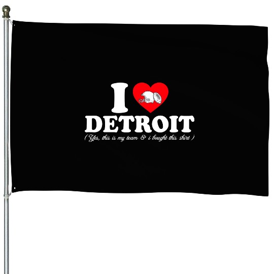Groovy I Love Detroit House Flags