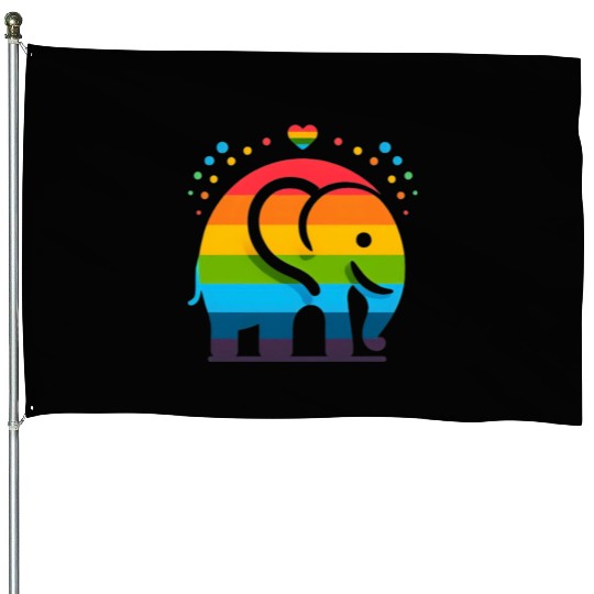 Rainbow Elephant House Flags