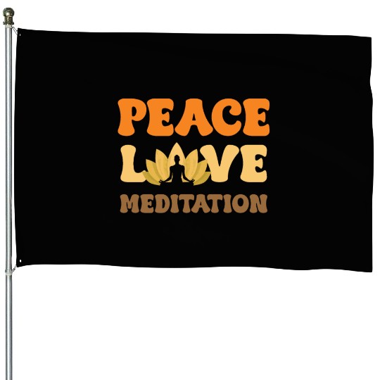 Peace Love Meditation Lotus Mandala House Flags