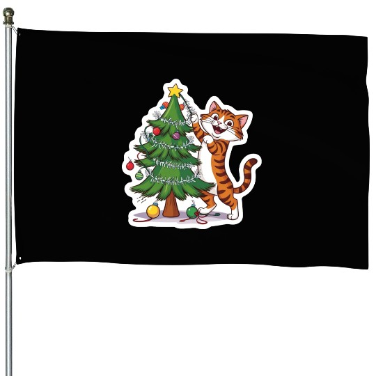 Climbing the Christmas Spirit House Flags