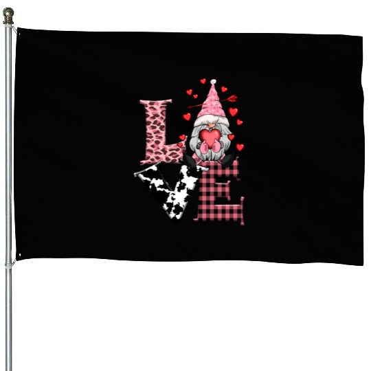 Gnomes Valentines Revelin, Valentines Retro House Flags