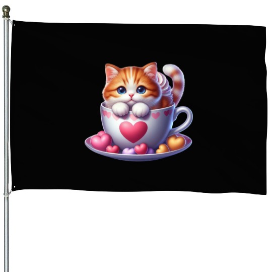 Valentine Retro, Happy Valentines Day House Flags