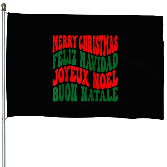 Merry christmas feliz navidad joyeux noel House Flags