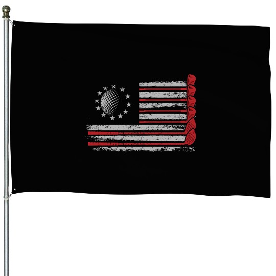 Patriotic American Golfer USA Flag Golf Club Golf House Flags