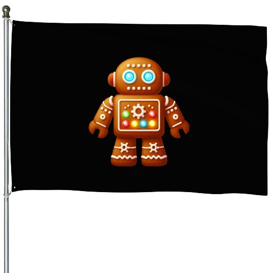 GingerTech Technology Gingerbread Man House Flags