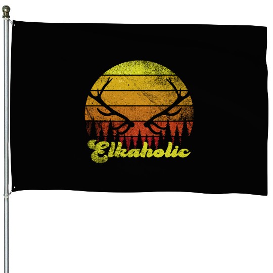 Elk Hunting Elkaholic Hunters House Flags