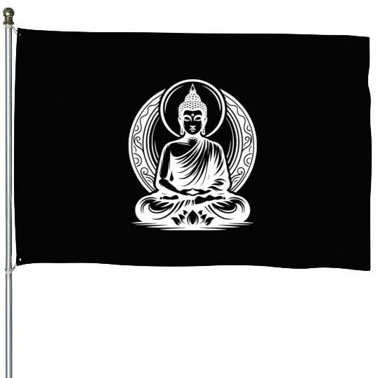 Meditating Yoga Buddha Mindfulness Meditation House Flags
