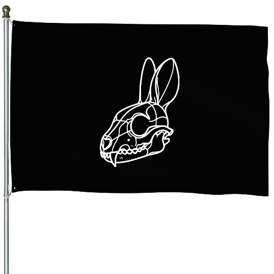 Minimalistic Vector Rabbit Skull Kids Drawing House Flags