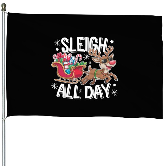 Sleigh All Day House Flags