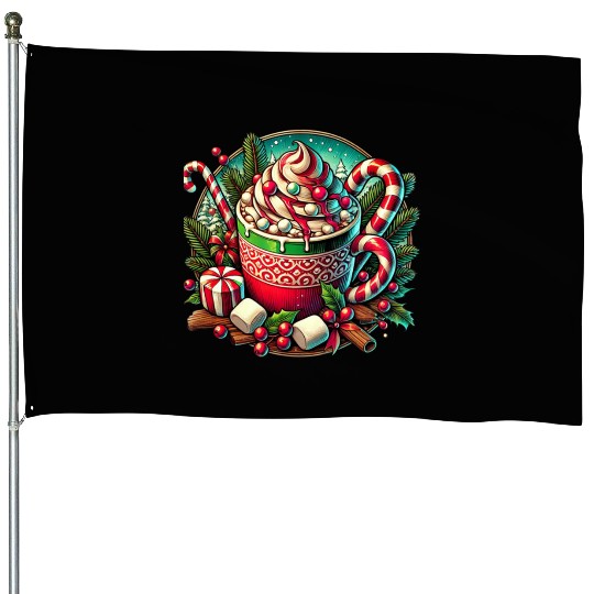 Festive Hot Cocoa Christmas Delight House Flags
