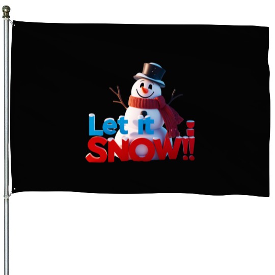 Let It Snow! Festive Cartoon Snowman Winter Design House Flags