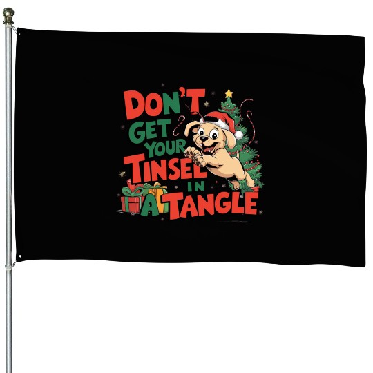 Puppy Tinsel in a Tangle House Flags