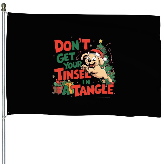 Puppy Tinsel in a Tangle House Flags