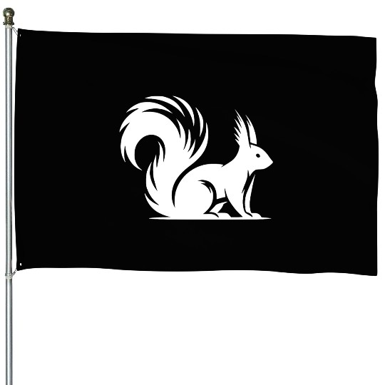 Wild Cute Squirrel Children Drawing House Flags