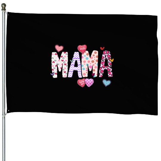 Mama Heart Glitter, Valentines, Valentines Day House Flags