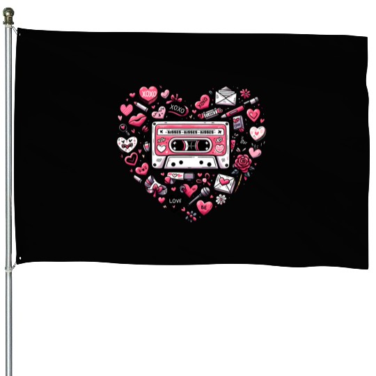 Valentines, Valentines Day, Retro Valentine House Flags