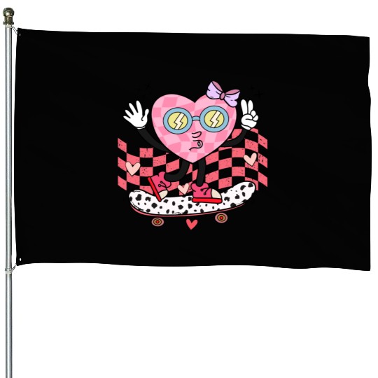 Mama Groovy Heart House Flags