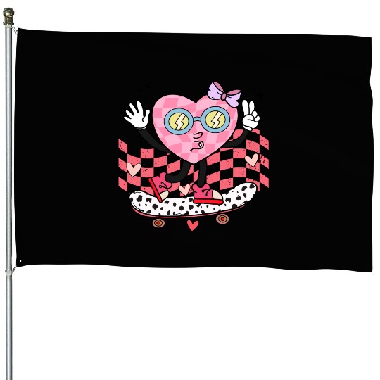 Mama Groovy Heart House Flags