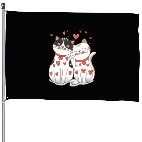 Cat Couple, Valentines, Valentines Day House Flags