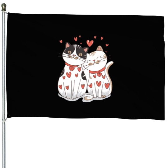 Cat Couple, Valentines, Valentines Day House Flags