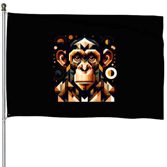 geometric abstract chimpanzee art design House Flags