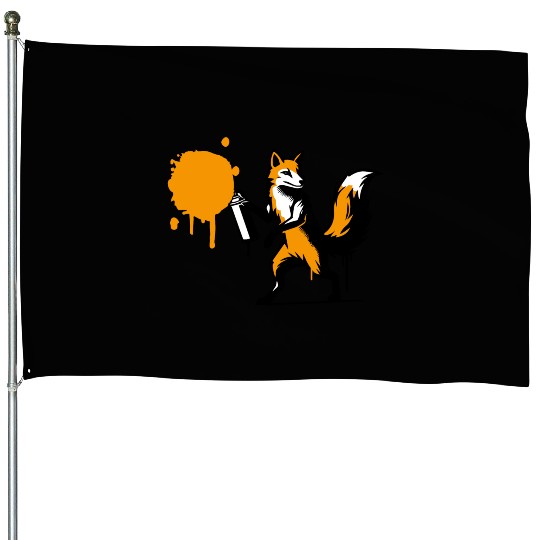 Graffiti Fox in Creative Stencil Style House Flags