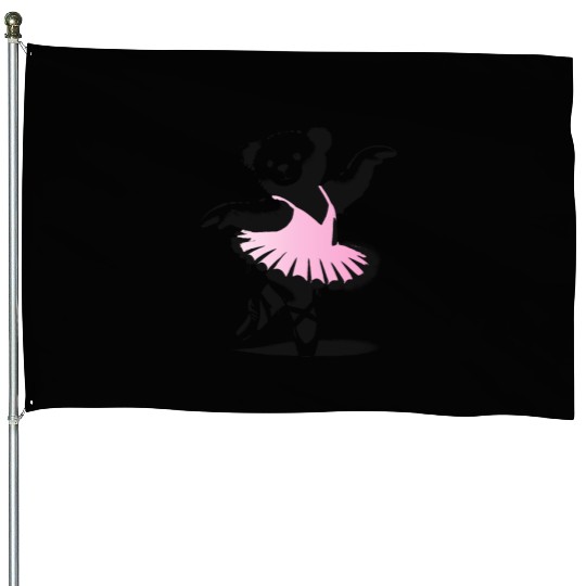 cute teddy bear in pink ballet dress House Flags