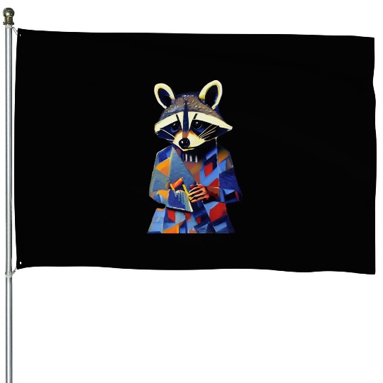 Raccoon businessman House Flags