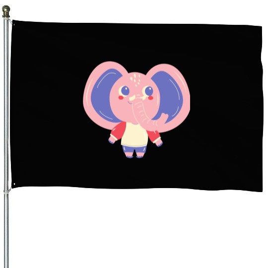 Cute Cardboard Elephant House Flags