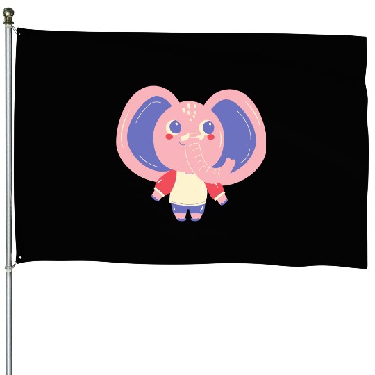 Cute Cardboard Elephant House Flags