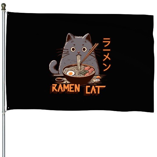 Japanese Cartoon Anime Style Eating Ramen House Flags
