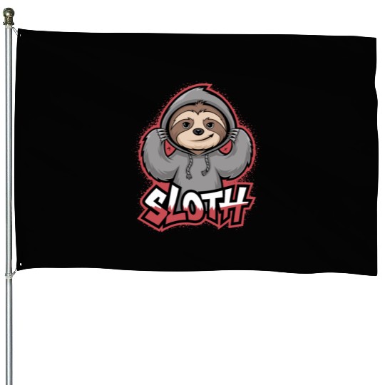 Sloth Hip-Hop Urban Style Funny Animal House Flags