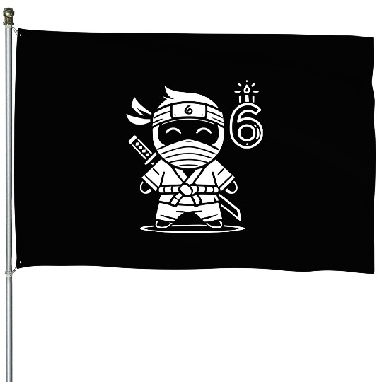 Children Ninja Kid 6th Birthday Vector path22 House Flags