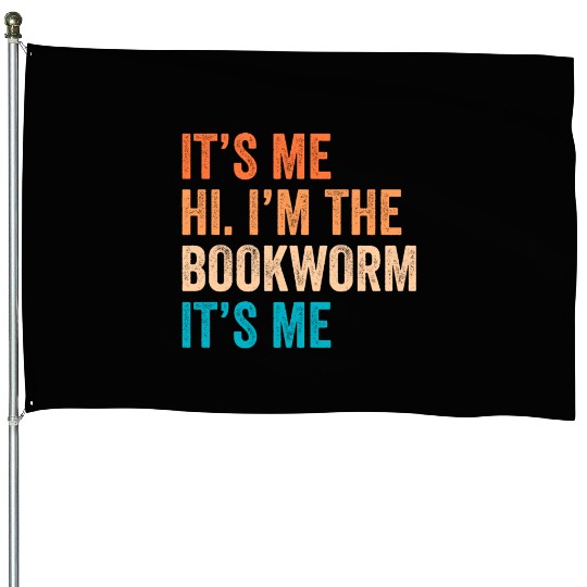 Bookworm Reading Books Design for a Book Lover House Flags