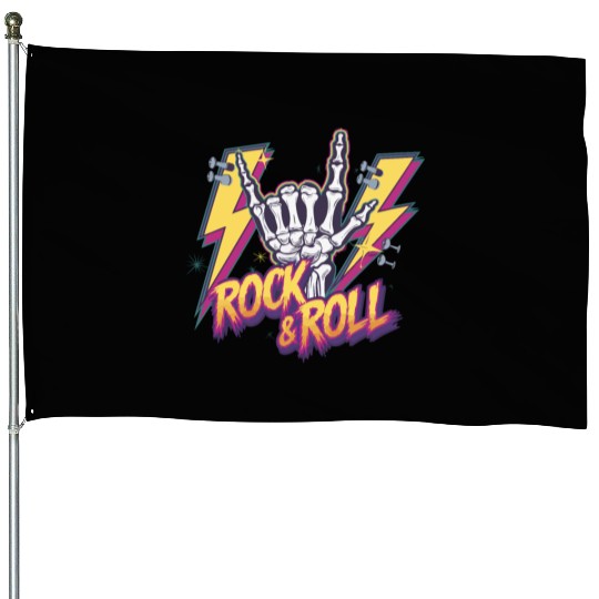 Skeleton Guitar Player Bones Guitarist Musician House Flags