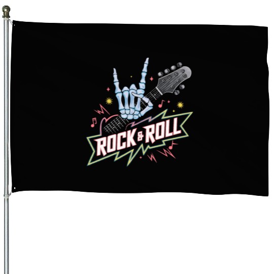 Skeleton Guitar Player Bones Guitarist Musician House Flags