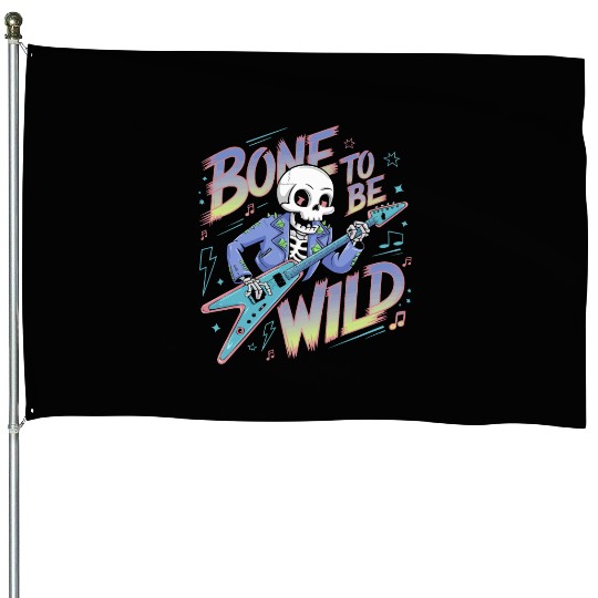 Skeleton Guitar Player Bones Guitarist Musician House Flags