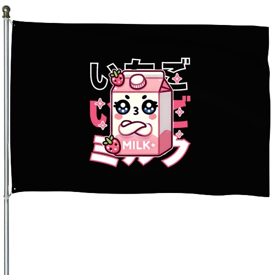Touchy Strawberry Milk Hug House Flags