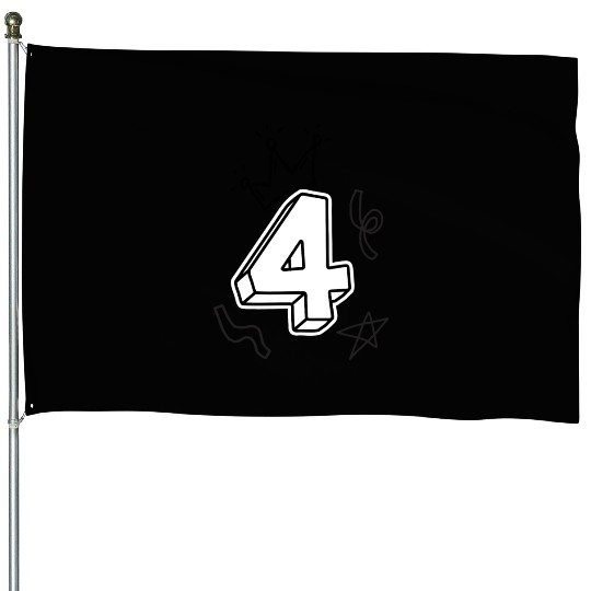 Coloring House Flags: Number 4 – Birthday Fun for Kids