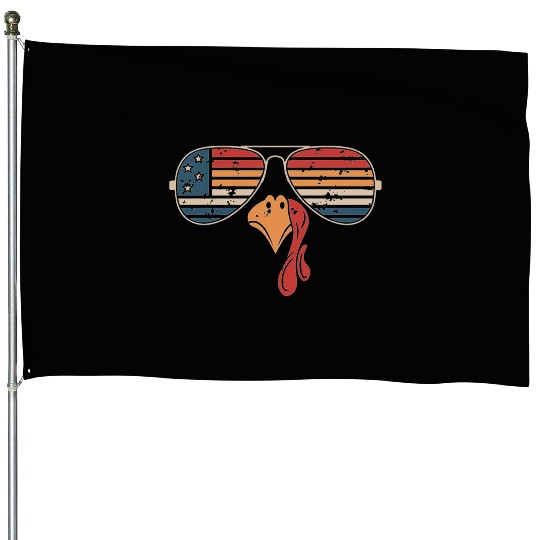 Retro USA Turkey Sunglasses Patriotic Thanksgiving House Flags